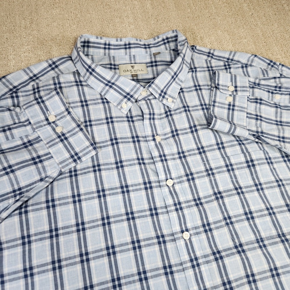 Oak Hill Shirt Men 5XLT Blue Plaid Check Button Down DXL Big And Tall